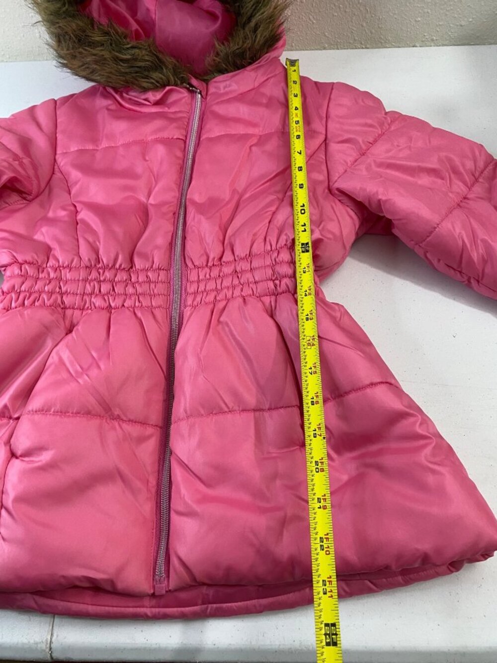 Rothschild Girls Puffer Jacket Pink Faux Fur Hood Winter Coat Size XL 16 - Picture 6 of 9